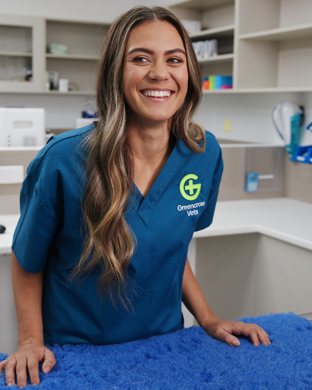 Vet nurse Maxine smiling in the vet clinic